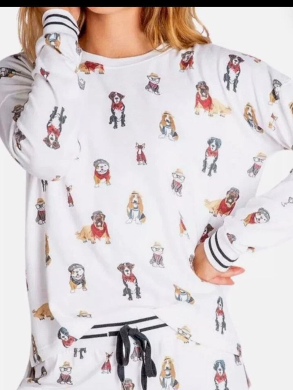 NWT* PJ Salvage Pajama Lounge Top w/Multicolor Dog Print*Size Large*MSRP $88